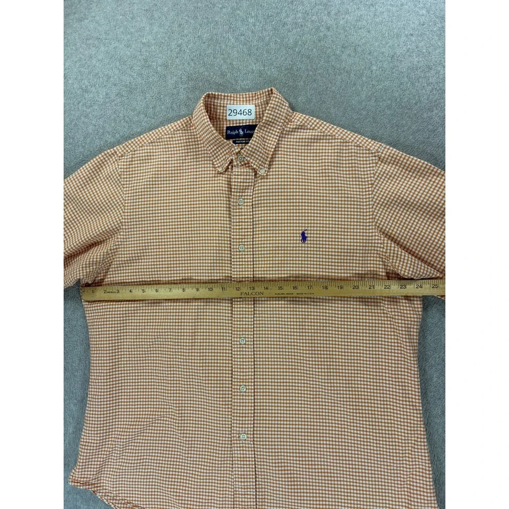 Polo Ralph Lauren Checked Long Sleeve Custom Fit Shirt (Men's XL) Orange
